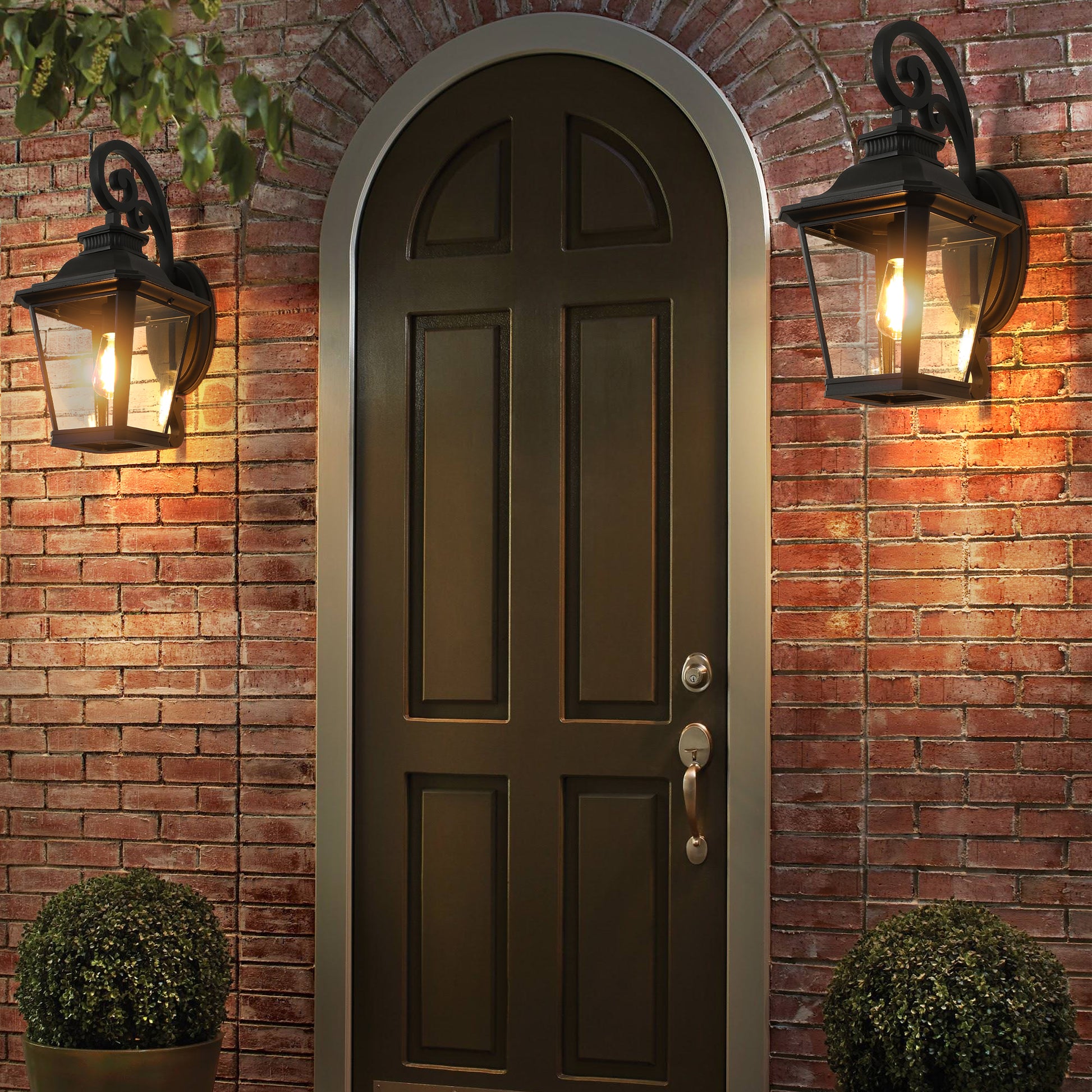 Black Aluminum Outdoor Wall Lanterns - 2 Pack, Weather Resistant Lighting