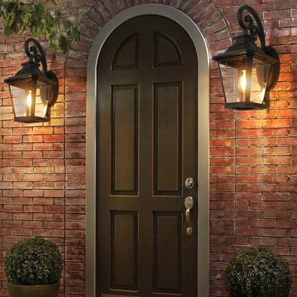 Black Aluminum Outdoor Wall Lanterns - 2 Pack, Weather Resistant Lighting