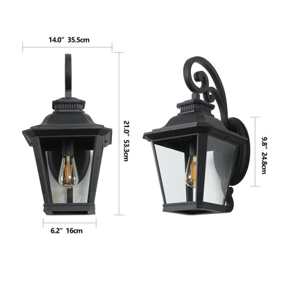 Black Aluminum Outdoor Wall Lanterns - 2 Pack, Weather Resistant Lighting