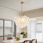 20-Inch Gold Pendant Light Chandelier with Threaded Clear Glass Globe Shade – Adjustable Height, Ideal for Living Room, Dining Room, Kitchen (No Bulbs)