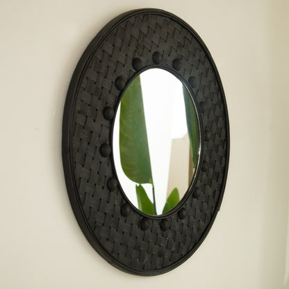 Black Bamboo Mirror - 24'' Circle Wall Art