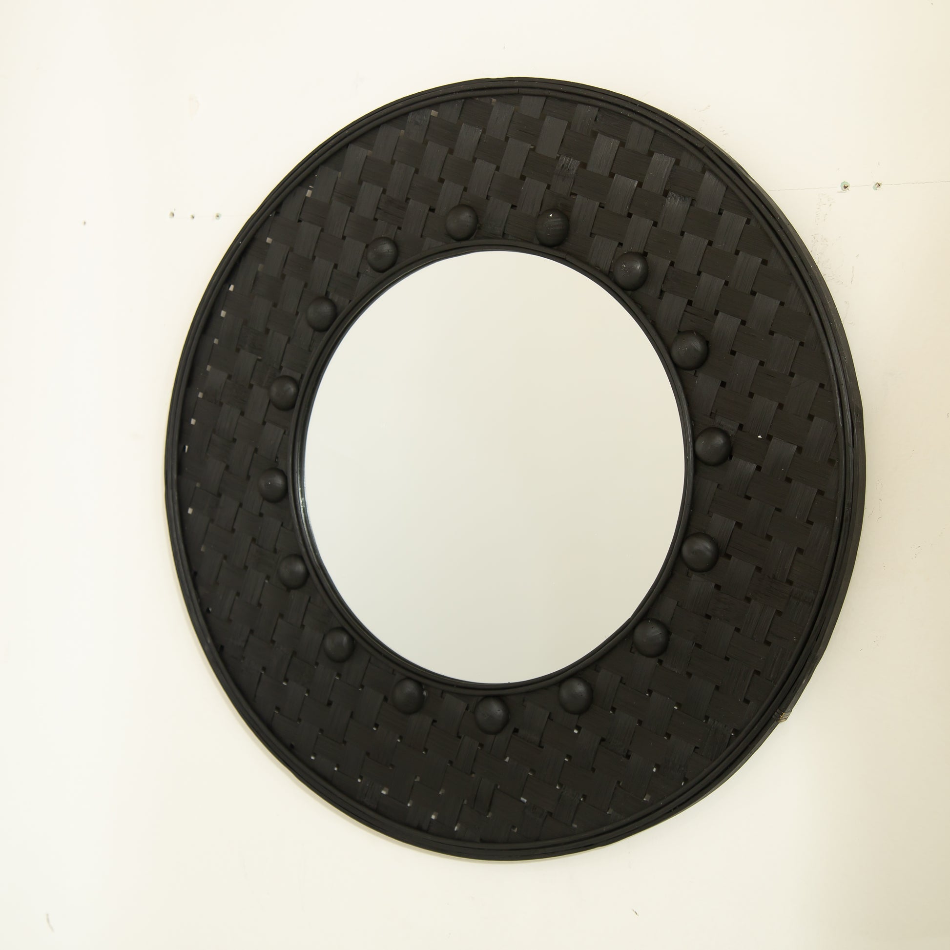 Black Bamboo Mirror - 24'' Circle Wall Art