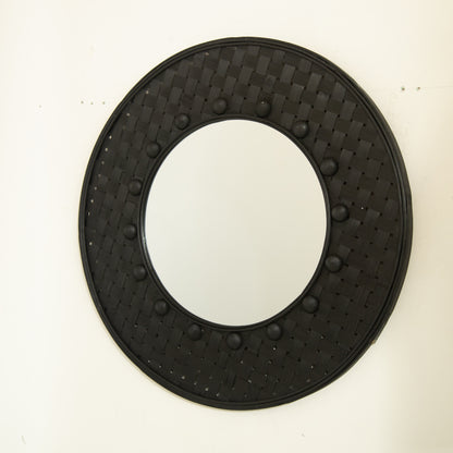 Black Bamboo Mirror - 24'' Circle Wall Art