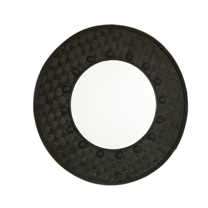 24'' Solea Mirror, Hand-woven Black Bamboo Artistry Wall Hanging Circle Mirror, Suitable for Bathroom, Bedroom, Living Room, Entryway, etc.