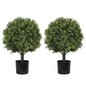 22in Artificial Topiary Boxwood Ball Trees – Faux Evergreen Potted Shrubs for Porch, Patio, Entryway, or Indoor Living Room Decor, 2pcs/set