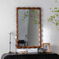 36.02" Mid-Century Modern Swirl Wood Frame Mirror - Solid Wood & MDF Wall-Mounted Full-Length Mirror, Brown Decorative Mirror for Bedroom/Living Room