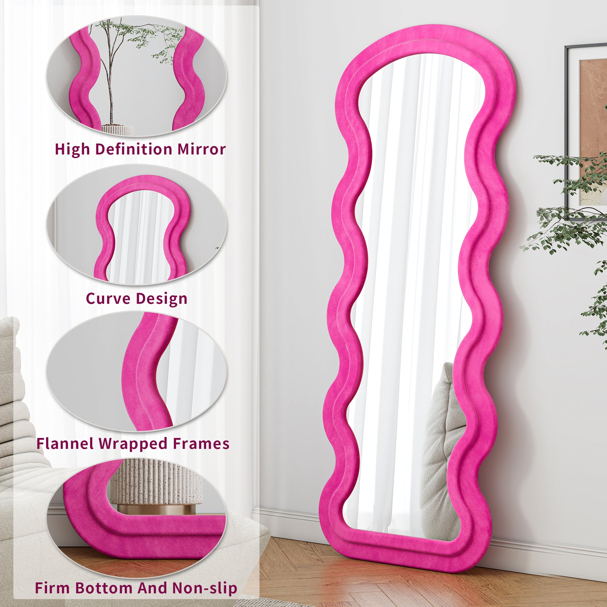 Rose Full Length Mirror with Flannel Stand - Bedroom Decor