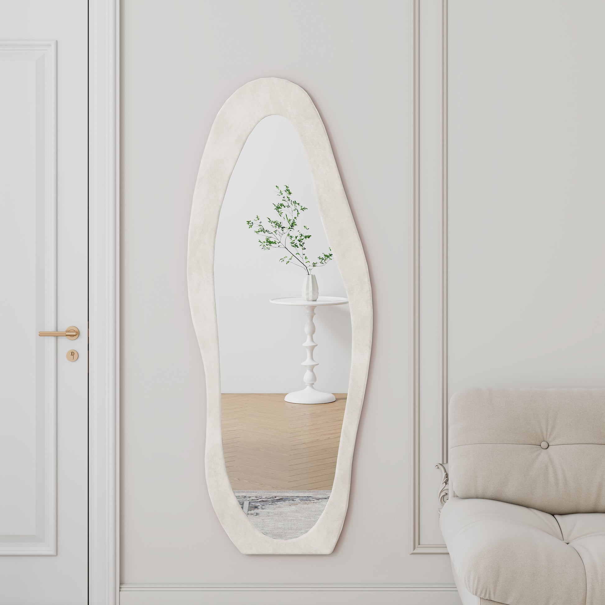 Full Length Mirror - 63" White Metal Frame, Durable Shatterproof Glass