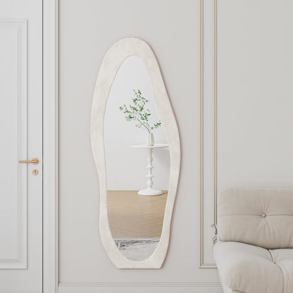 Full Length Mirror - 63" White Metal Frame, Durable Shatterproof Glass