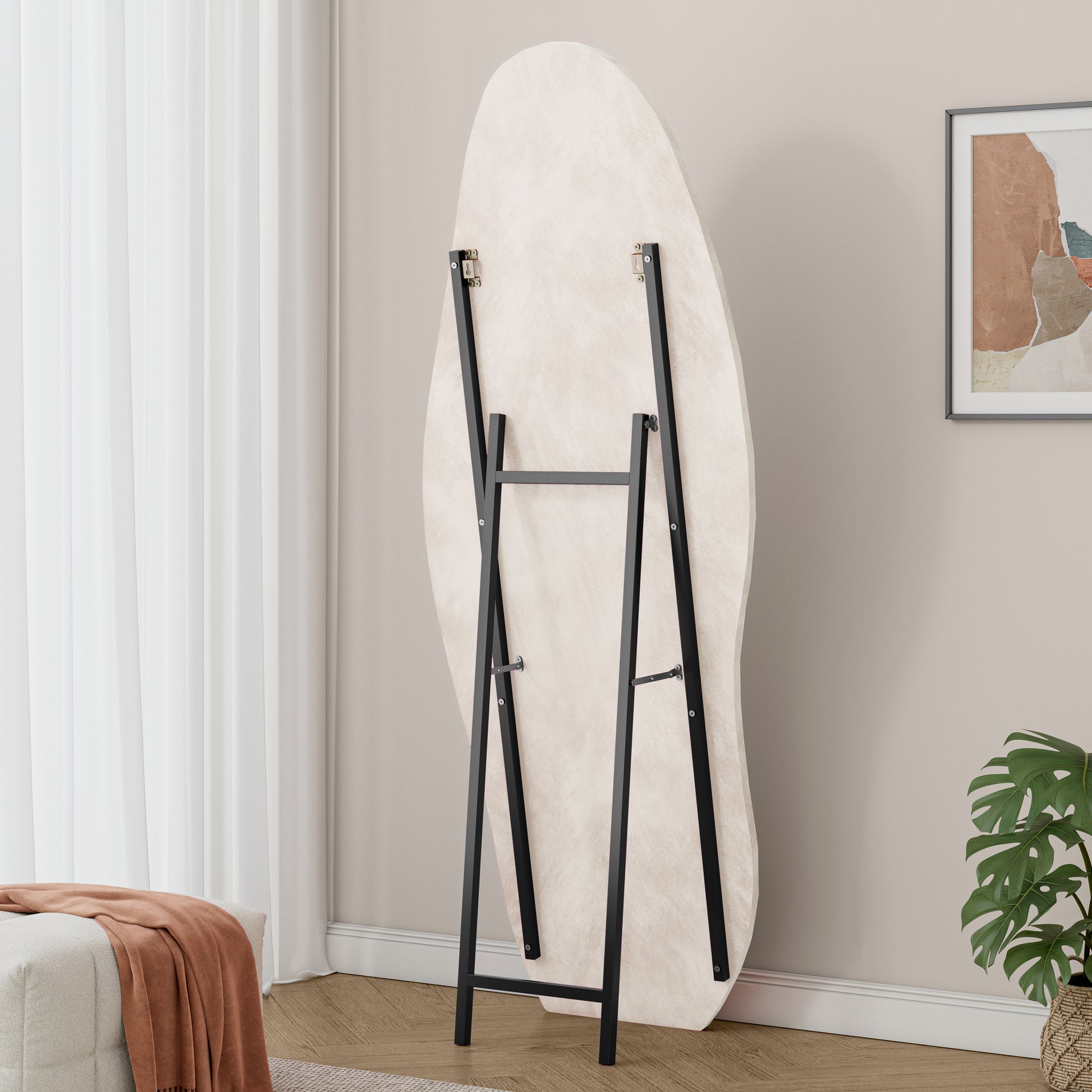 Full Length Mirror - 63" White Metal Frame, Durable Shatterproof Glass