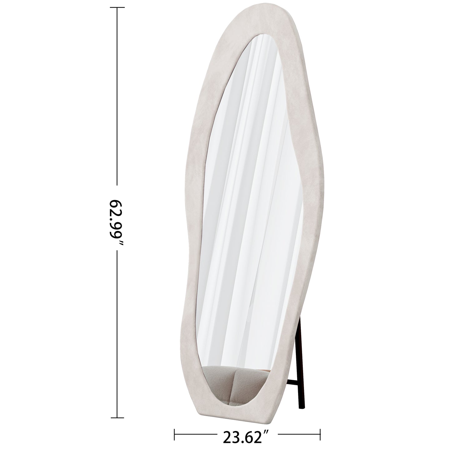 Full Length Mirror - 63" White Metal Frame, Durable Shatterproof Glass