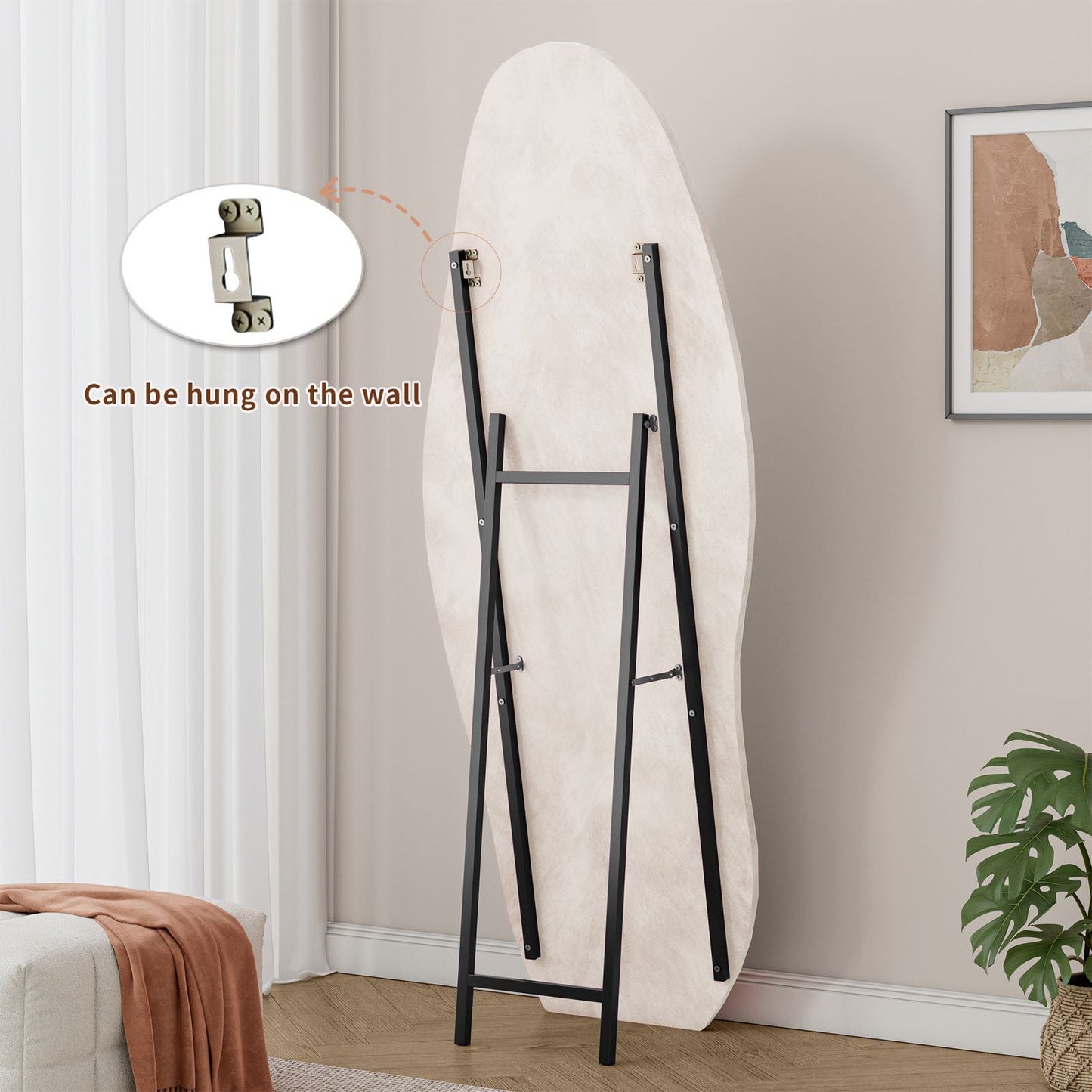 Full Length Mirror - 63" White Metal Frame, Durable Shatterproof Glass