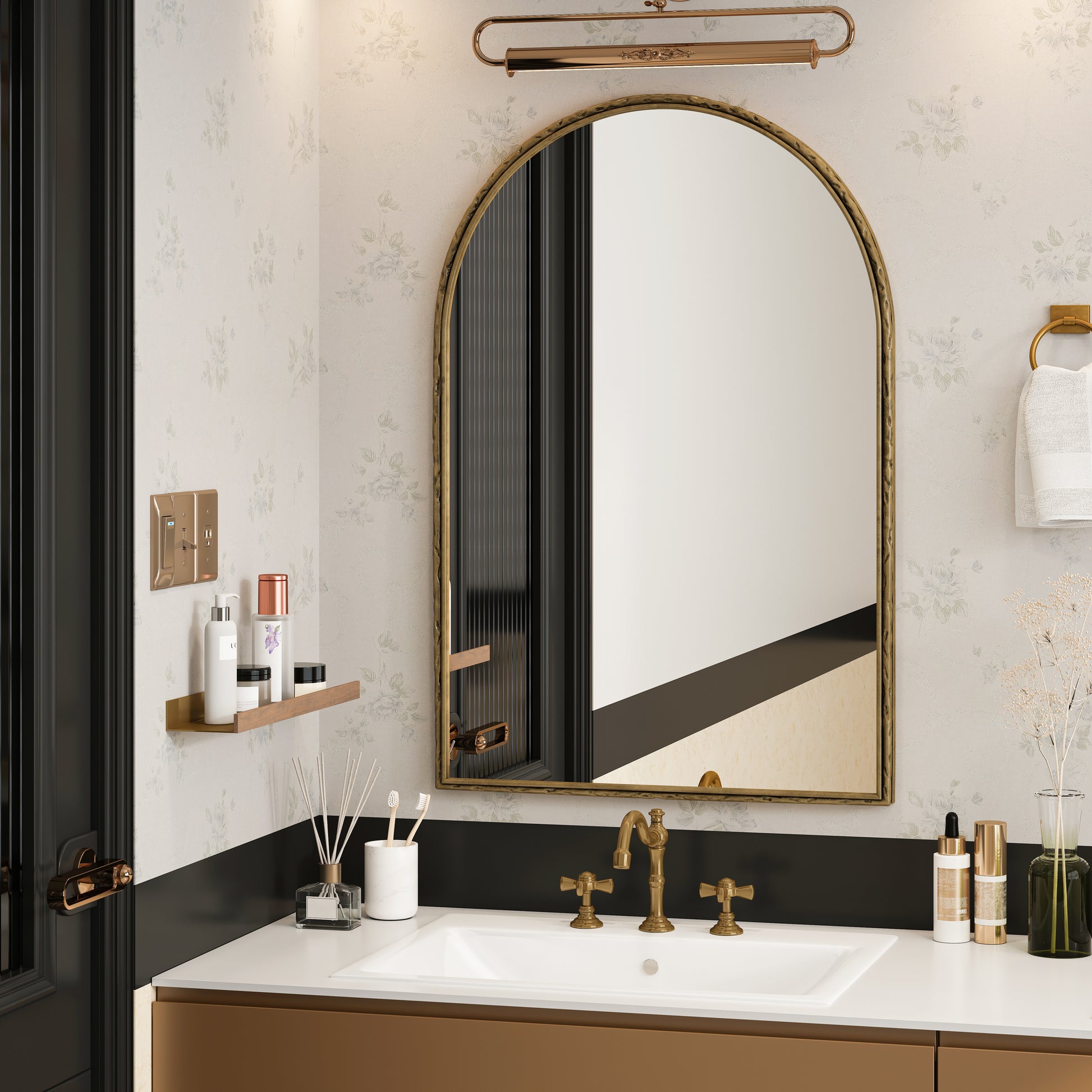 Arched Mirror,Wall Mirror for Bathroom,Vanity Mirror or Wall Decor Arch Mirror for LivingRoom Bedroom Entryway,Gold