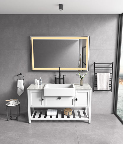 Black Framed LED Bathroom Vanity Mirror 72" x 36"