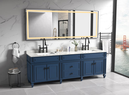 96" Framed LED Bathroom Vanity Mirror - Matte Black