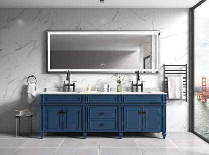 96" Framed LED Bathroom Vanity Mirror - Matte Black