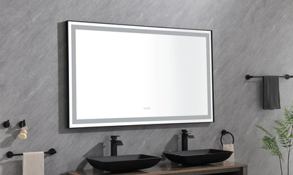 96" Framed LED Bathroom Vanity Mirror - Matte Black