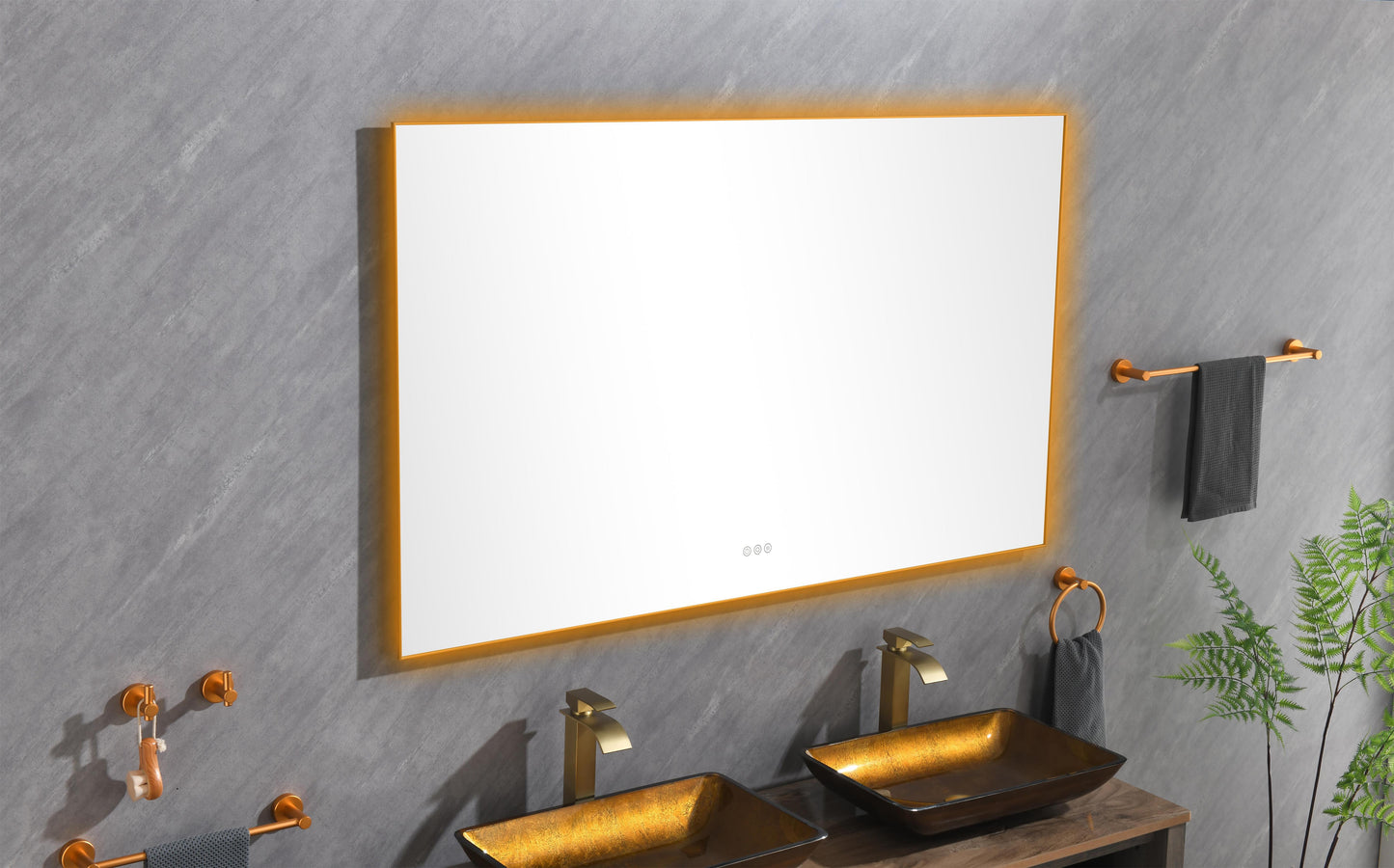 Gold Aluminium Bathroom Mirror with LED Lights