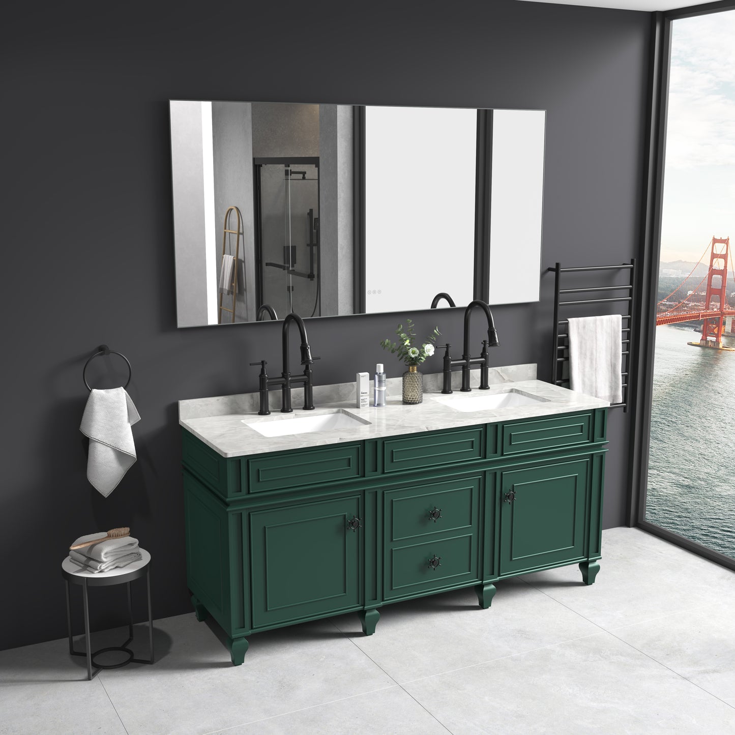 60 x 36Inch LED Mirror Bathroom Vanity Mirror with Back Light, Wall Mount Anti-Fog Memory Large Adjustable Vanity Mirror