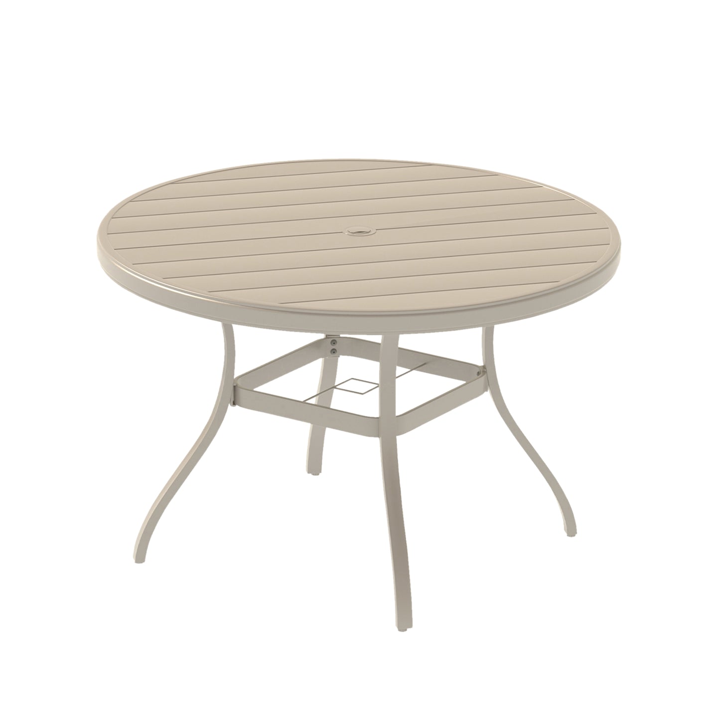 Round Sandstone Metal Outdoor Dining Table for 4 to 6 with Umbrella Hole
