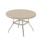 Round Sandstone Metal Outdoor Dining Table for 4 to 6 with Umbrella Hole