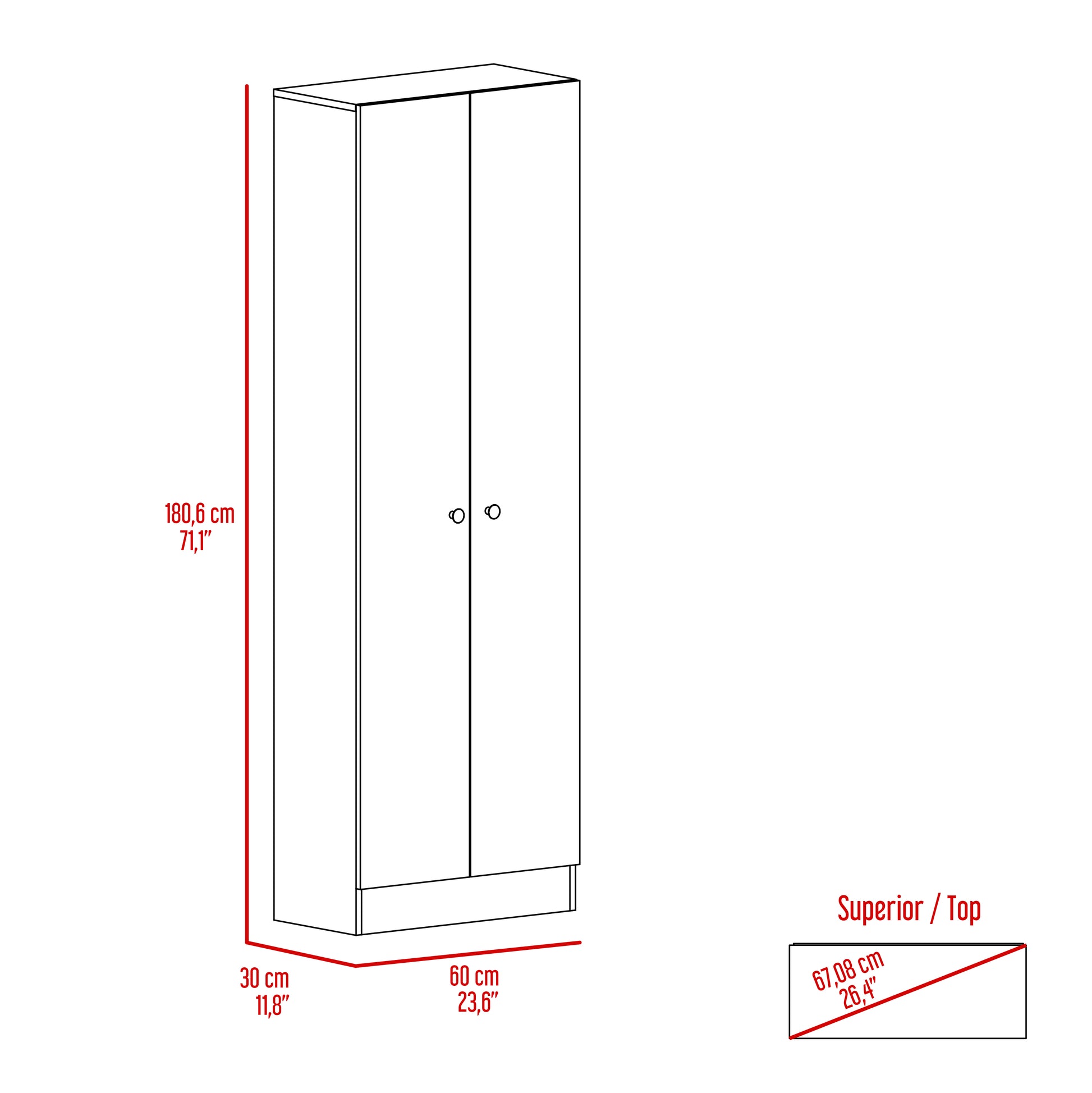 Rectangle 2-Door Storage Tall Cabinet Carbon Espresso and Wenge