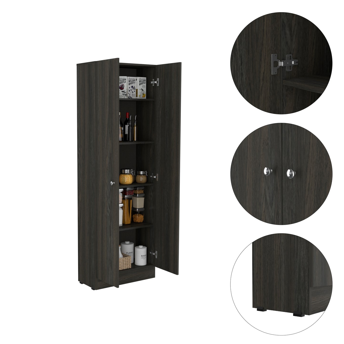 Rectangle 2-Door Storage Tall Cabinet Carbon Espresso and Wenge