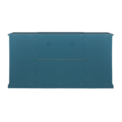 63" TV Stand, Sideboard Buffet ,Storage Cabinet, Teal Blue