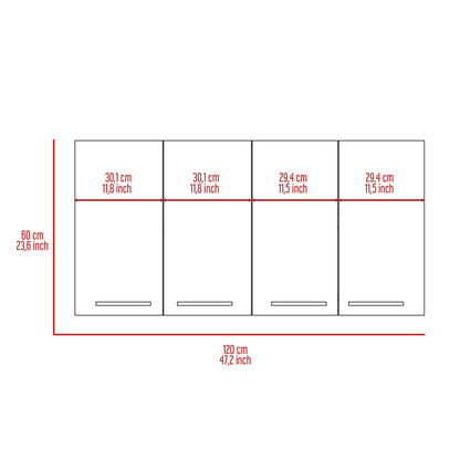 Sitka Wall Cabinet, Two Spacious Divisions, Four Doors