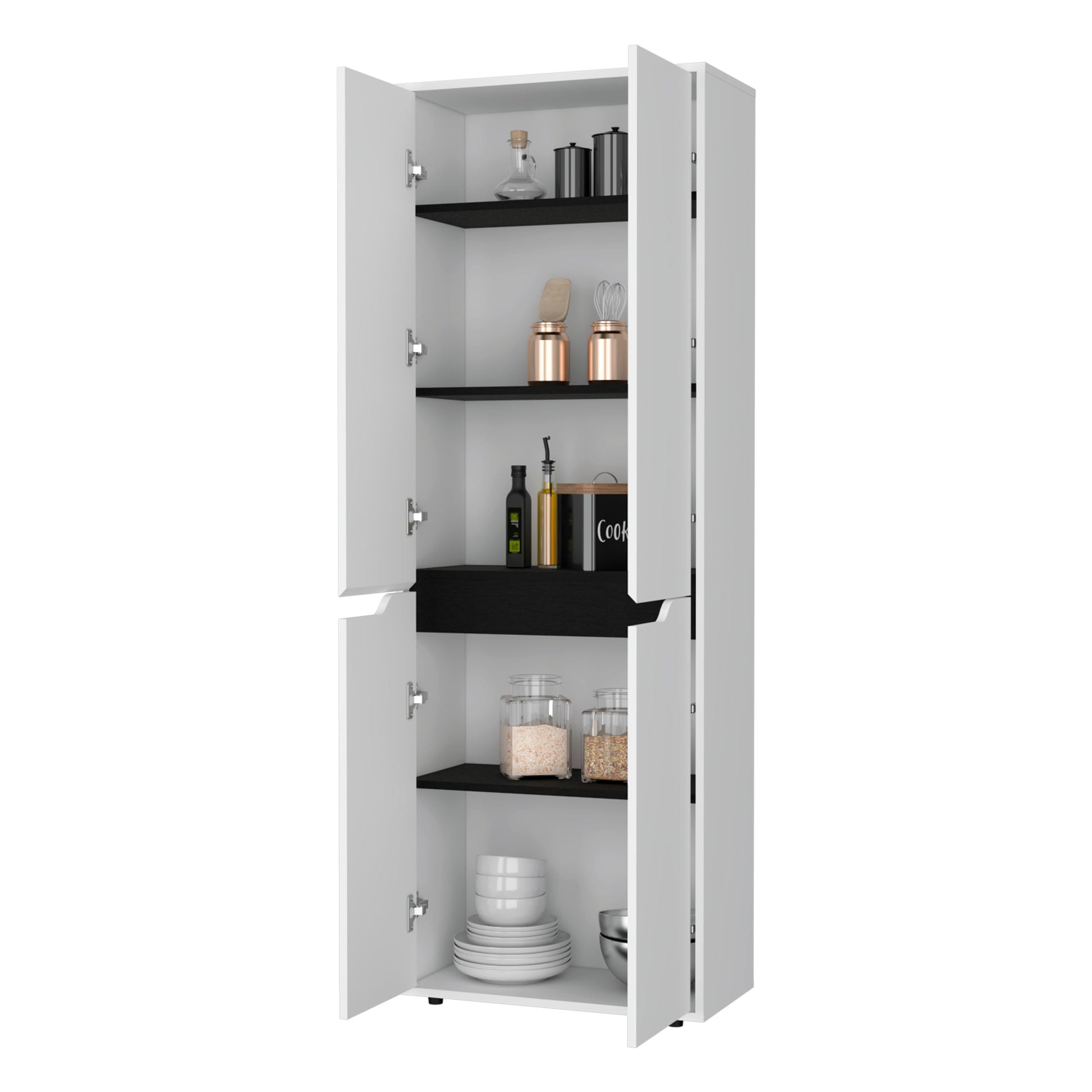 White 5-Shelf Kitchen Pantry