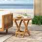 Foldable Adjustable Acacia Wood Outdoor Side Table with Teak Finish, No Assembly Required