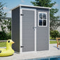 5 x 3 ft Gray Resin Outdoor Storage Shed with Floor, Window, and Lockable Waterproof Design