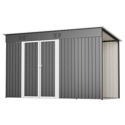 10x4 Outdoor Metal Storage Shed - Gray