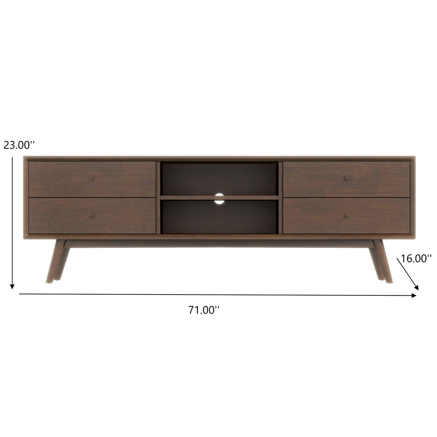 70.9 Inch Walnut Solid Wood TV Stand for 72 Inch TVs - image 5