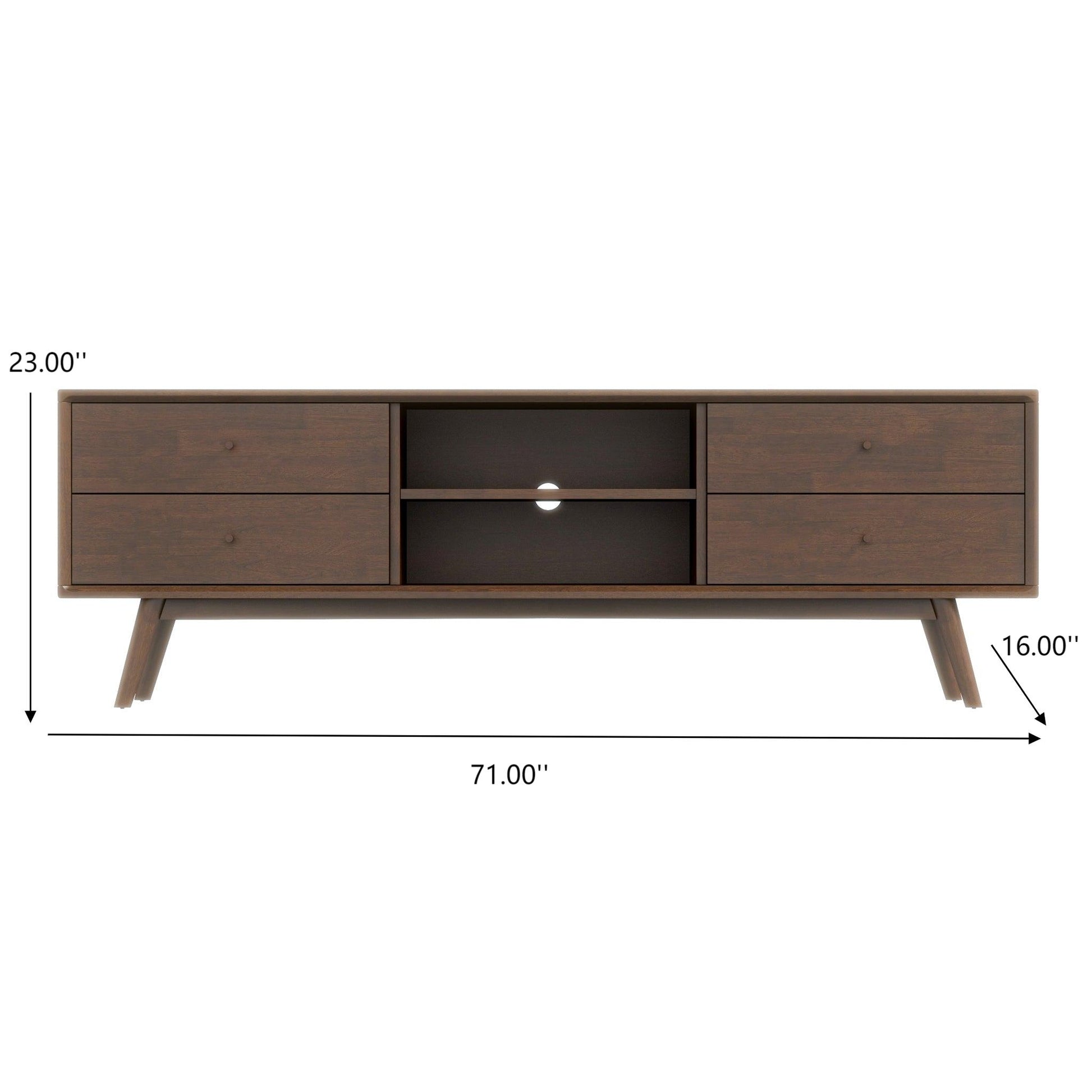 70.9 Inch Walnut Solid Wood TV Stand for 72 Inch TVs - image 5