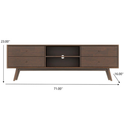 70.9 Inch Walnut Solid Wood TV Stand for 72 Inch TVs - image 5