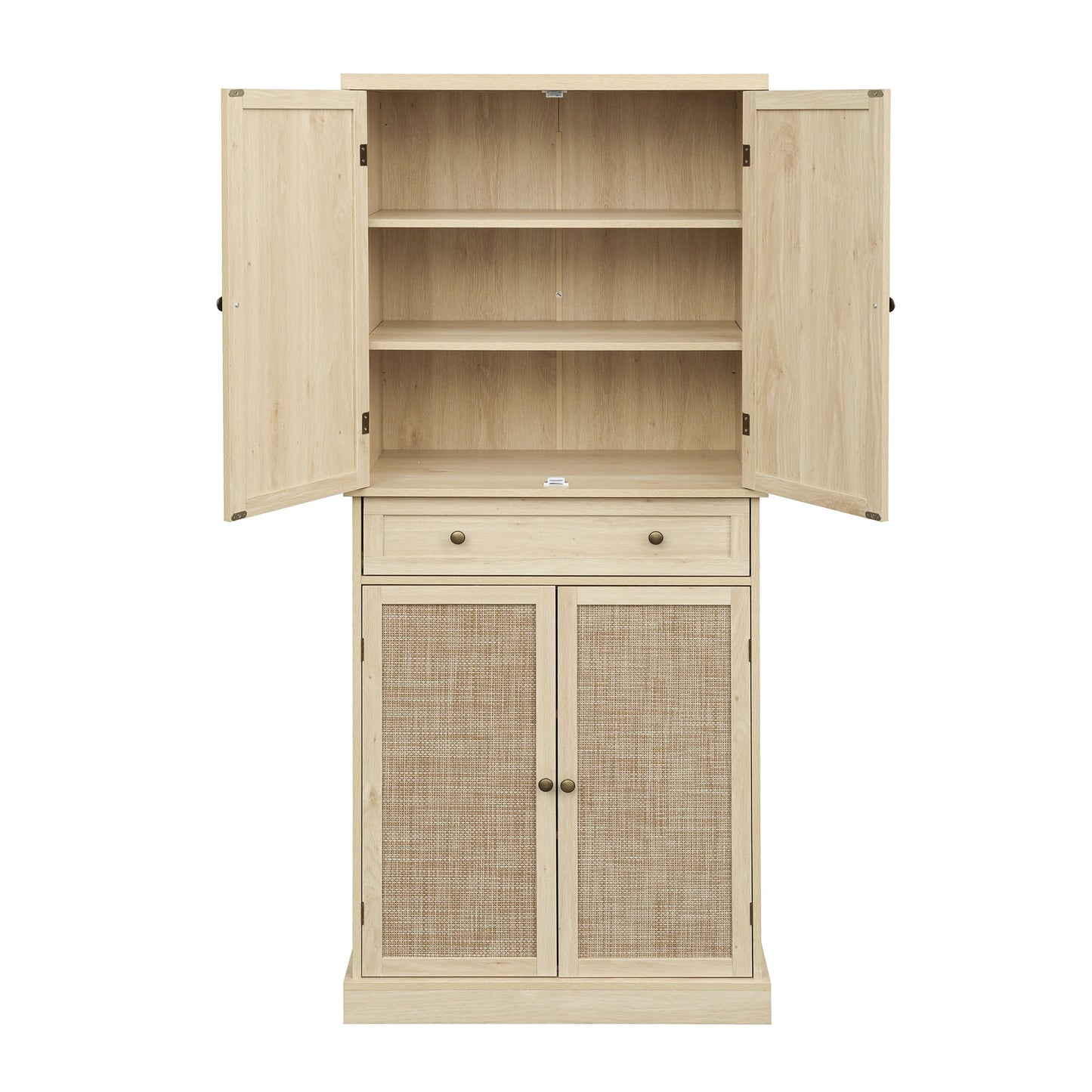 4 Door Cabinet with 1 Drawer, with 4 Adjustable Inner Shelves, Storage Cabinet