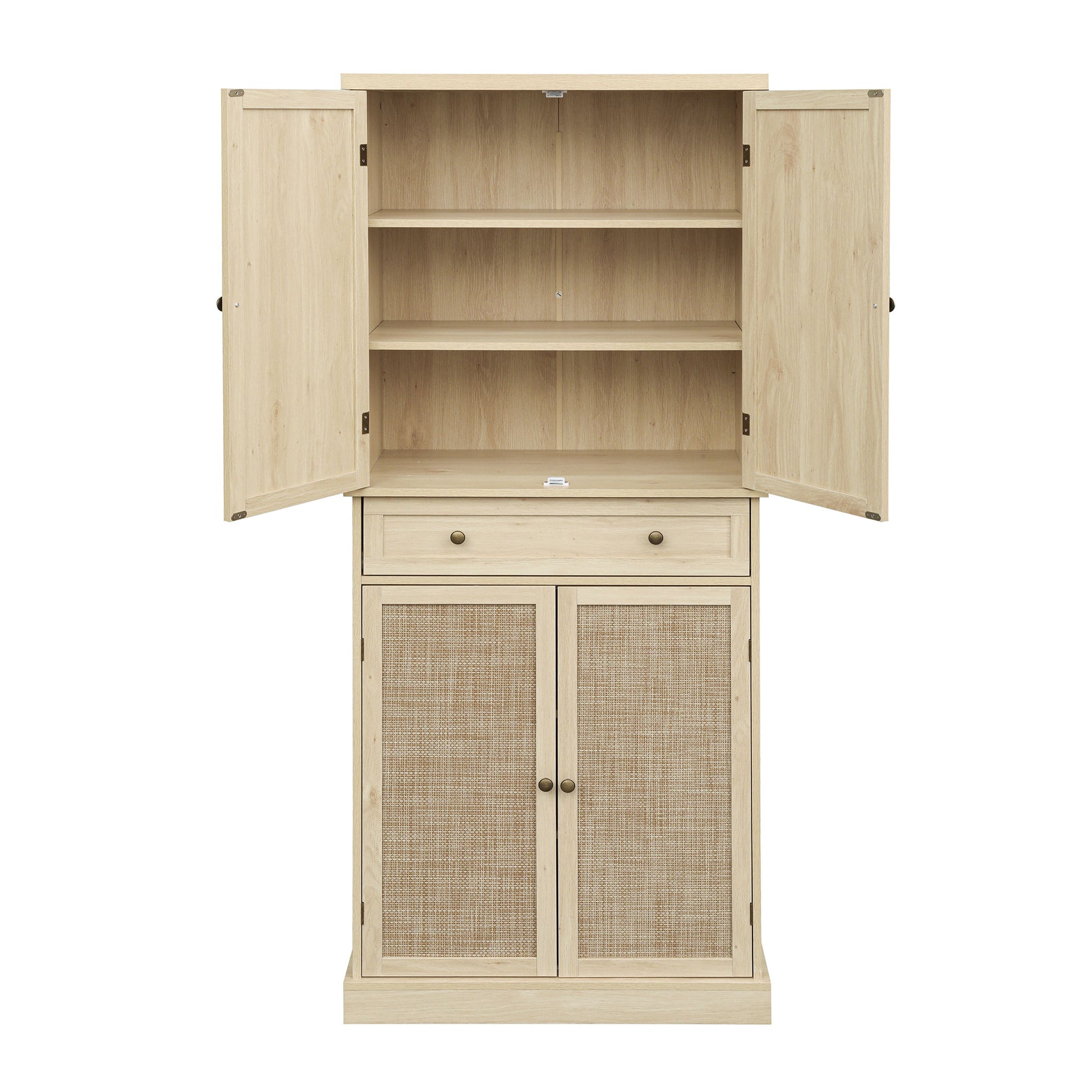 4 Door Cabinet with 1 Drawer, with 4 Adjustable Inner Shelves, Storage Cabinet
