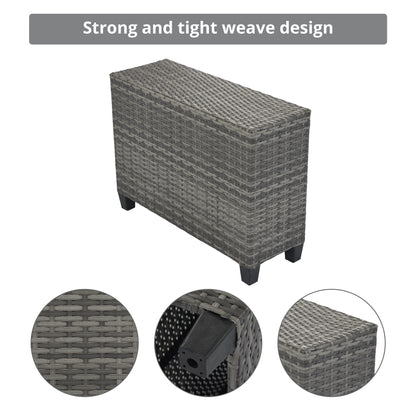 8 Piece Gray Wicker Outdoor Sofa Set Curved Sectional with Cushions