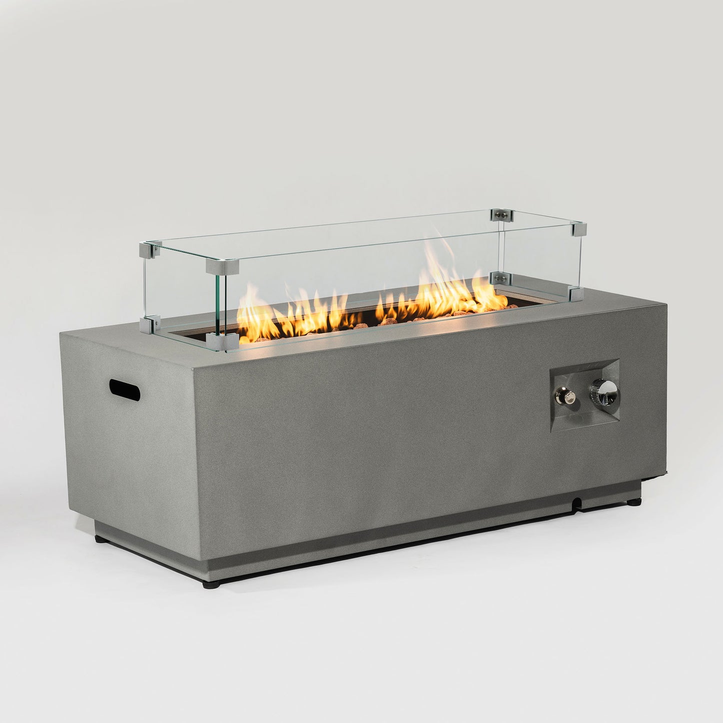 42-Inch Propane Gas Fire Pit Table with Wind Guard, Gray