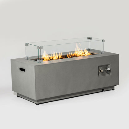 42-Inch Propane Gas Fire Pit Table with Wind Guard, Gray