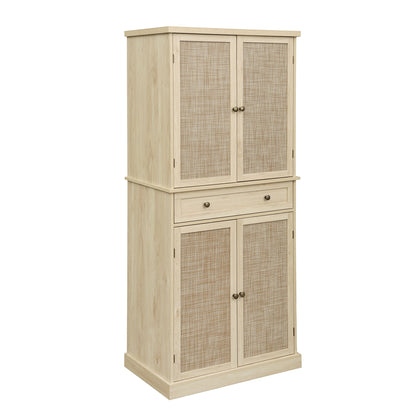 4 Door Cabinet with 1 Drawer, with 4 Adjustable Inner Shelves, Storage Cabinet