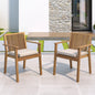 2-Piece Acacia Wood Patio Chairs - Beige Brown Weatherproof Seating Set for Outdoor