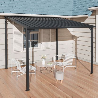 Black Metal Outdoor Pergola Shed for Garden Patio and Poolside