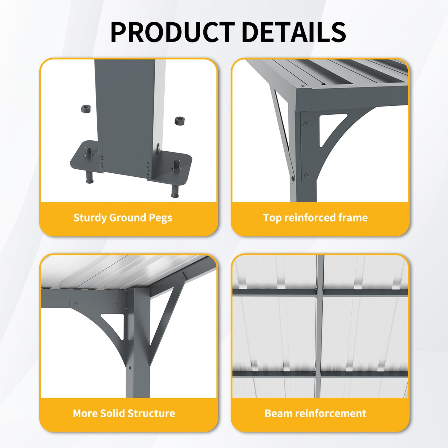 Black Metal Outdoor Pergola Shed for Garden Patio and Poolside
