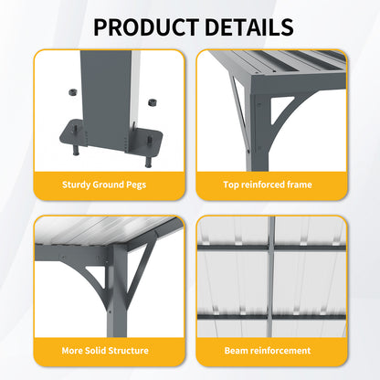 Black Metal Outdoor Pergola Shed for Garden Patio and Poolside