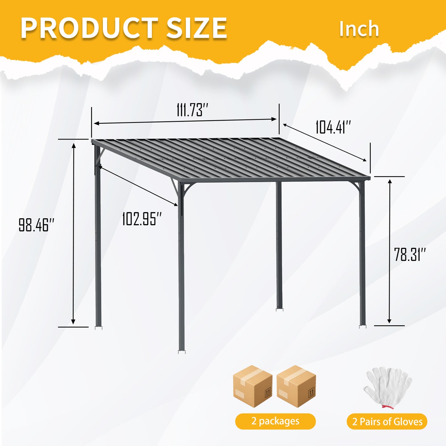 Black Metal Outdoor Pergola Shed for Garden Patio and Poolside