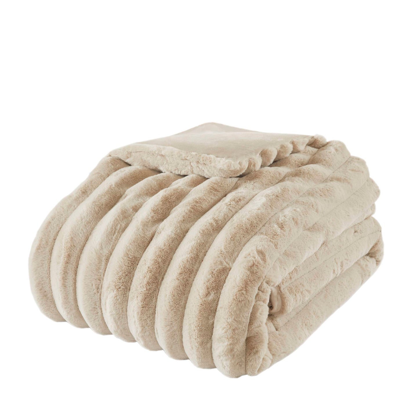 Taupe Faux Fur King Comforter Set with 2 Shams - image 6