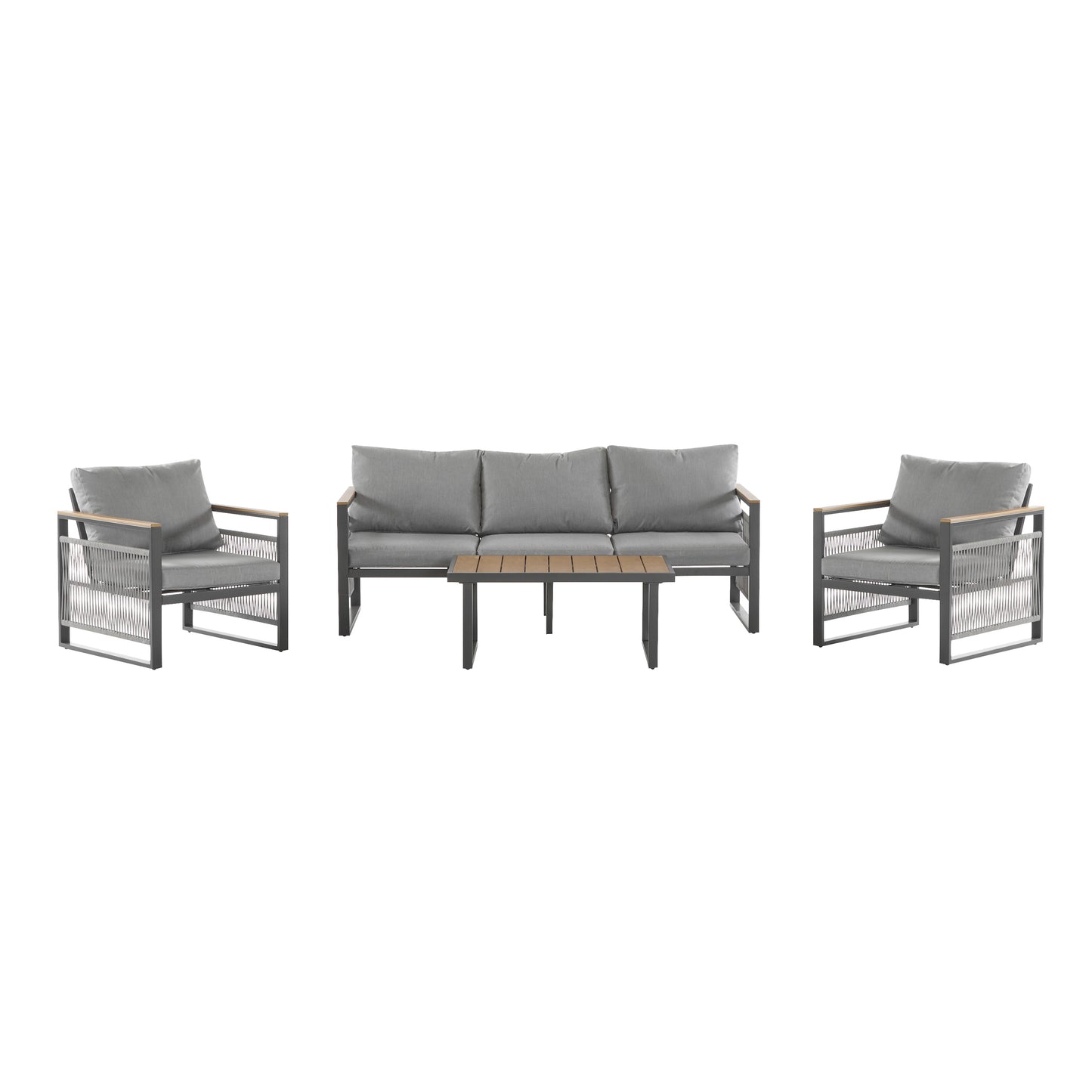 Natural Grey Outdoor Sofa Set - 4 Piece Patio Furniture