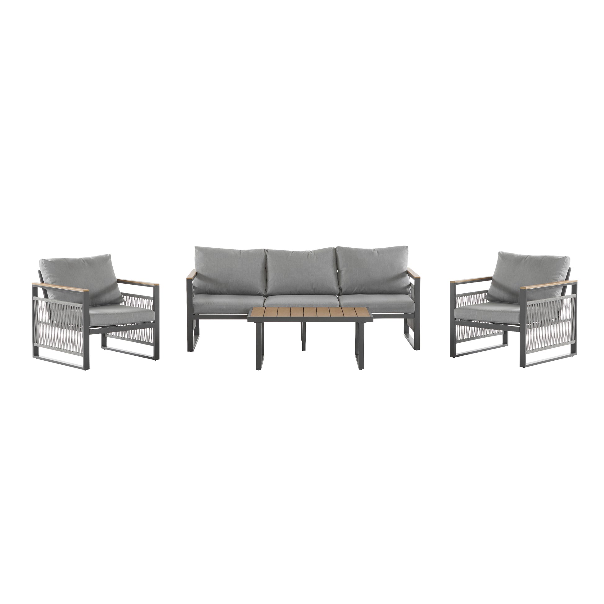 Natural Grey Outdoor Sofa Set - 4 Piece Patio Furniture
